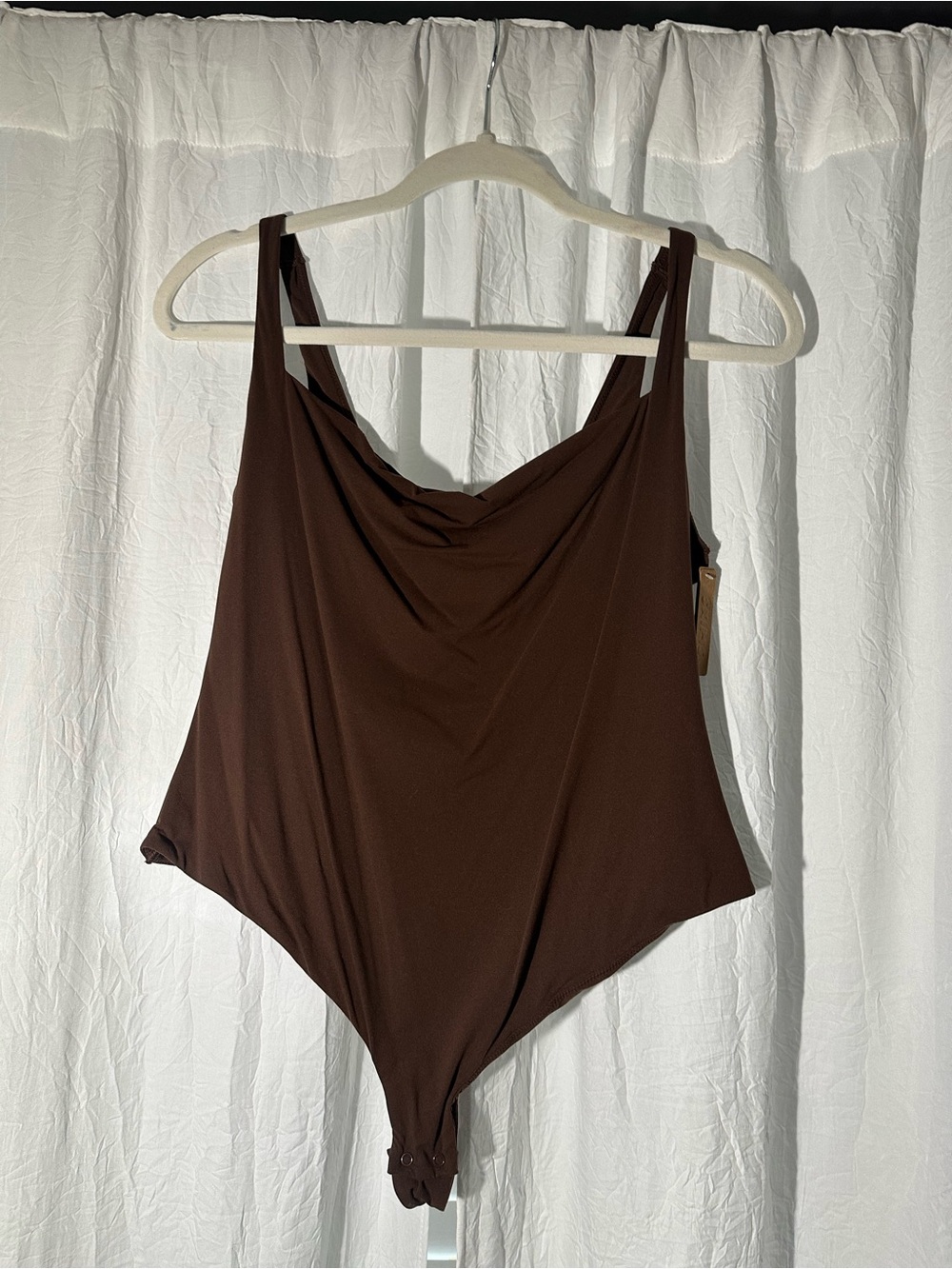 SKIMS Chocolate Brown Draped Bodysuit Tank